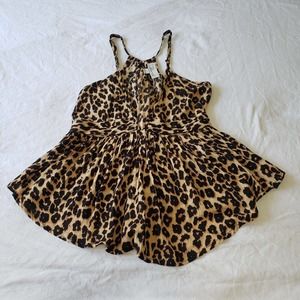 Vintage Havana Women's Animal Print Tank Top Vneck Spaghetti Straps Size Small